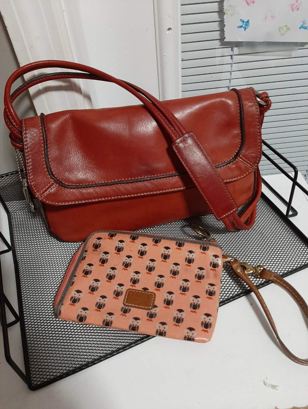 Fossil Y2k Leather Oxblood Baguette & Wallet/Wristlet 2 Pc Set
